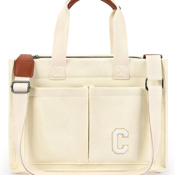 Elegant Women's Laptop Tote Bag with Padded Compartment & Zipper Closure - Picture 7 of 8